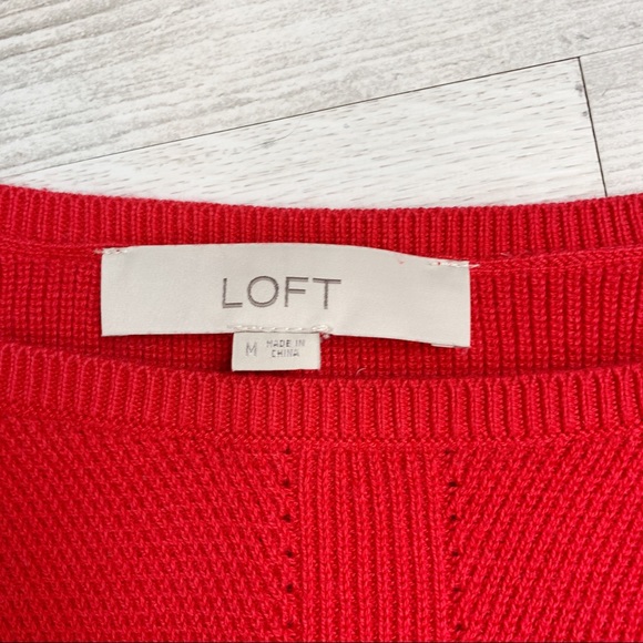 Loft Slit Cuff Crimson Fire Red Sweater - Picture 6 of 7